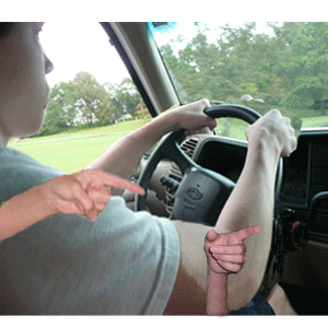 josh trying to concentrate on driving
